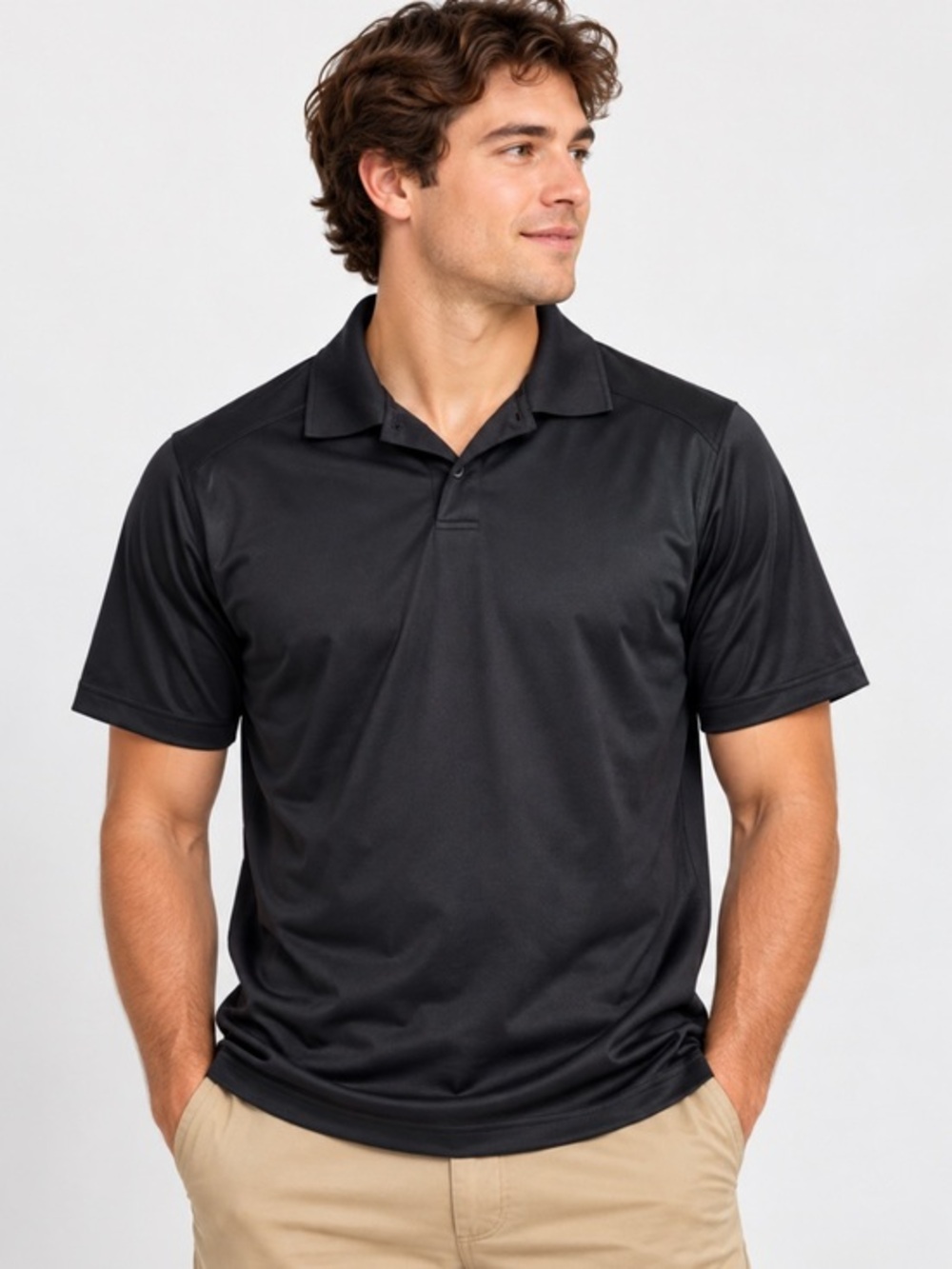 Cutter & Buck CB DryTec Black Performance Golf Polo Shirt Size Large